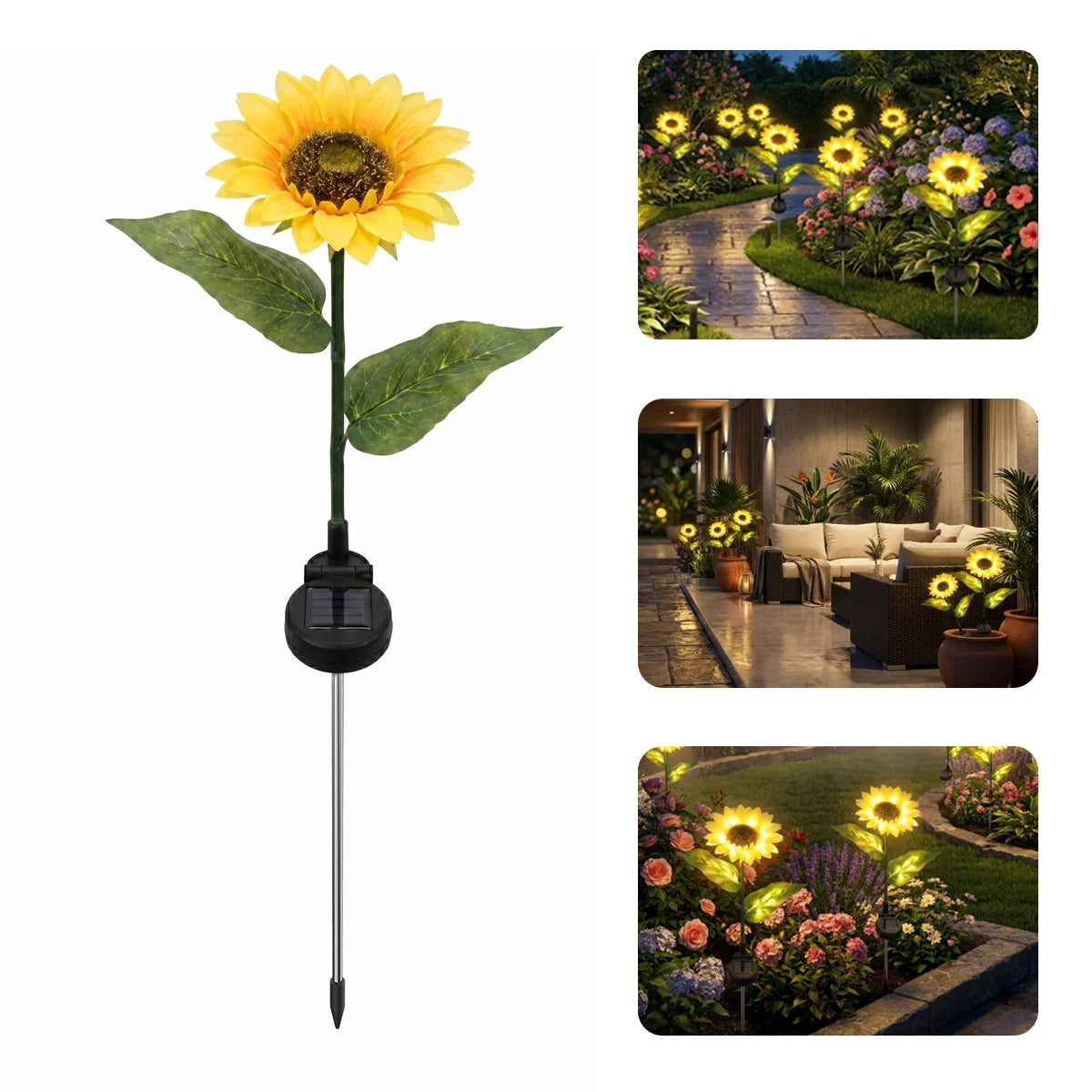 Hardoll 9 LED Solar Sunflower Garden Light Outdoor – Waterproof | Solar Light for Home India Warm White