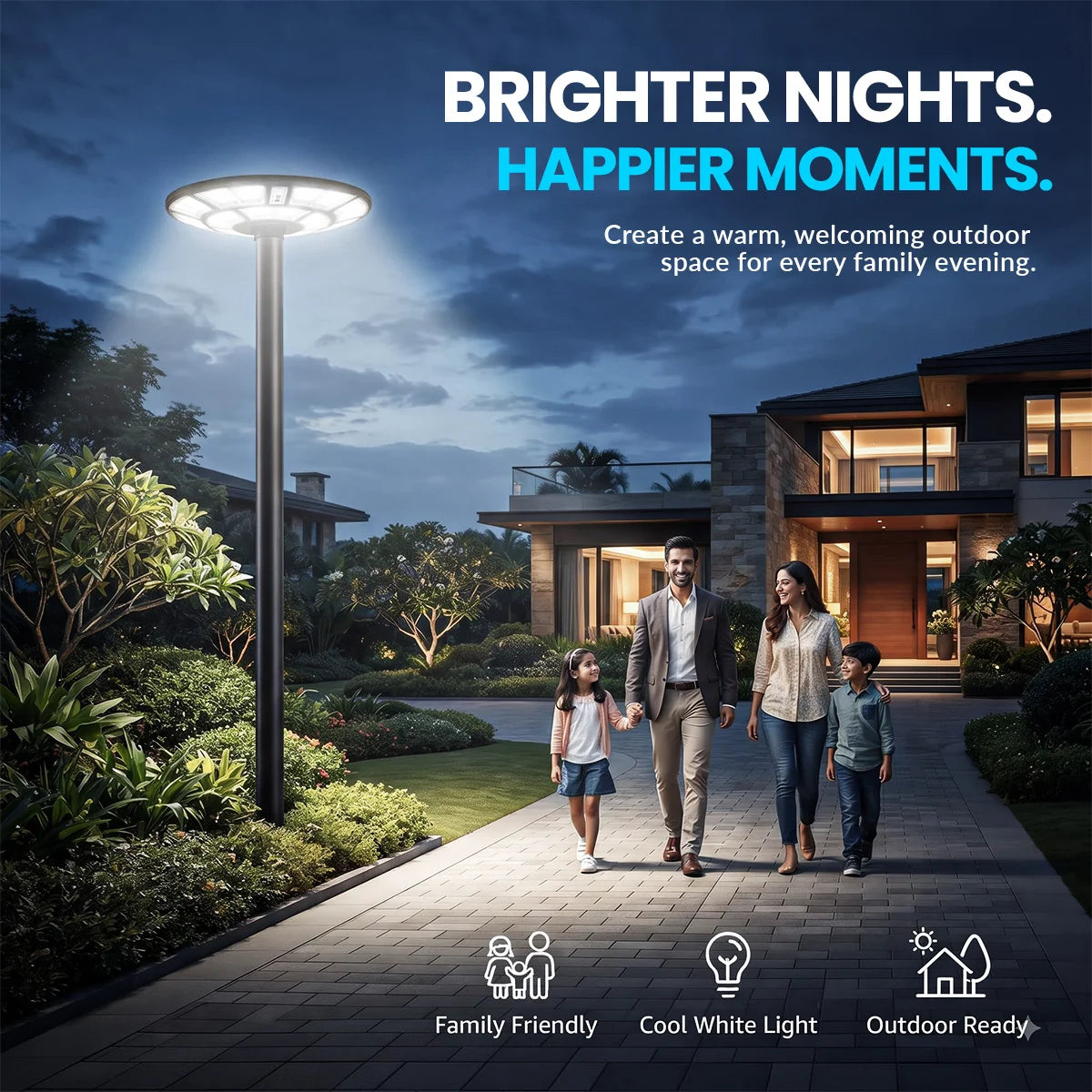 Hardoll 500W Solar UFO Light – Waterproof LED | Solar Light for Home & Garden Outdoor India (Cool White, Pole not Included)