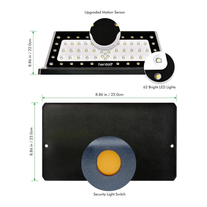 Hardoll Solar Lights for Garden 62 LED Outdoor Motion Sensor for Home Waterproof with Cool & Warm White (Refurbished)