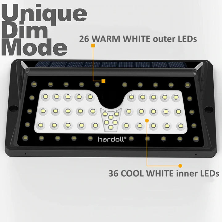 Hardoll Solar Lights for Garden 62 LED Outdoor Motion Sensor for Home Waterproof with Cool & Warm White (Refurbished)