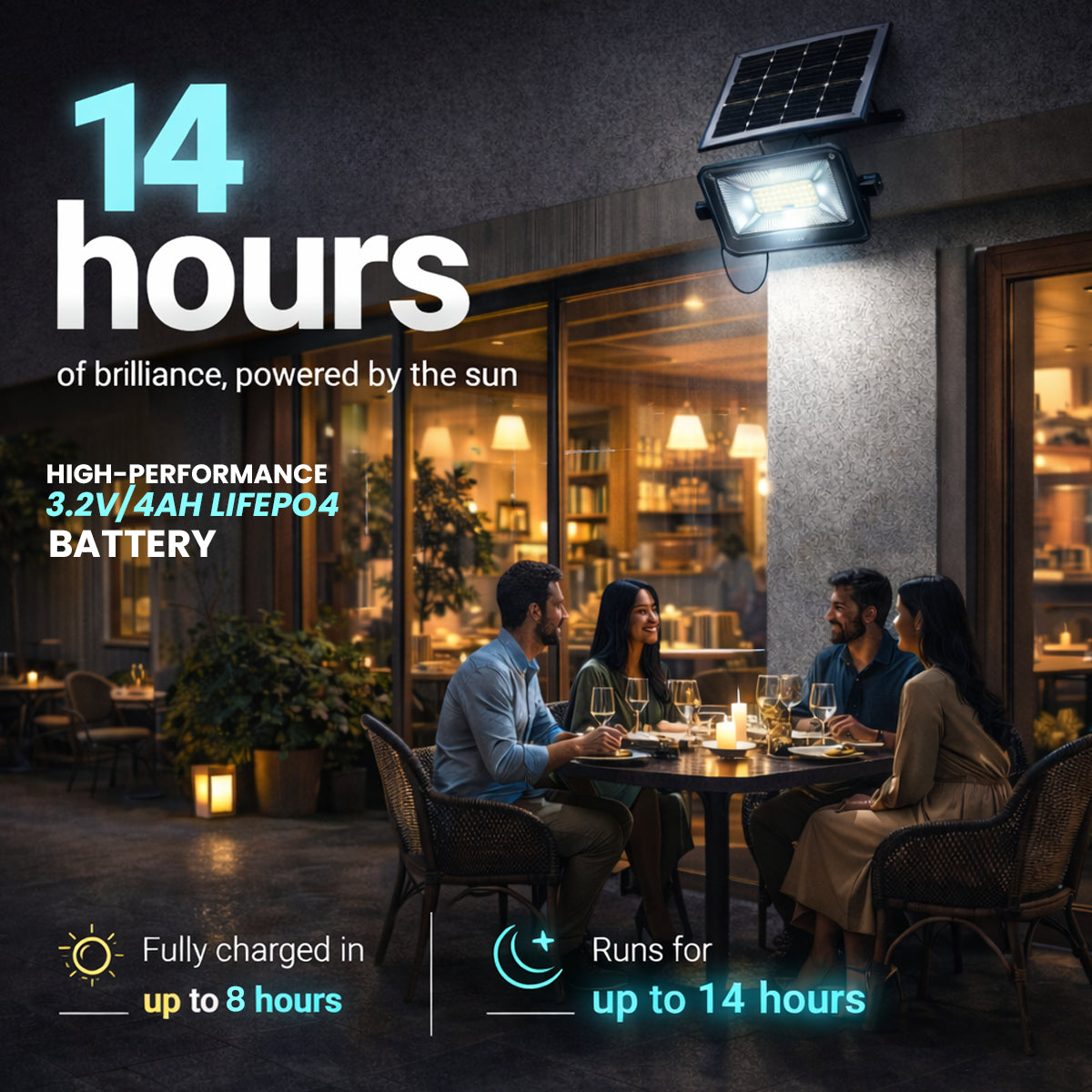 hardoll Solar Flood Light 50W with Remote, Cool White LED, 5M Cable, Waterproof IP65 ABS + Glass Body, Replaceable 4000mAh Lifepo4 Battery for Home, Garden, Terrace, Outdoor (Pack of 1)