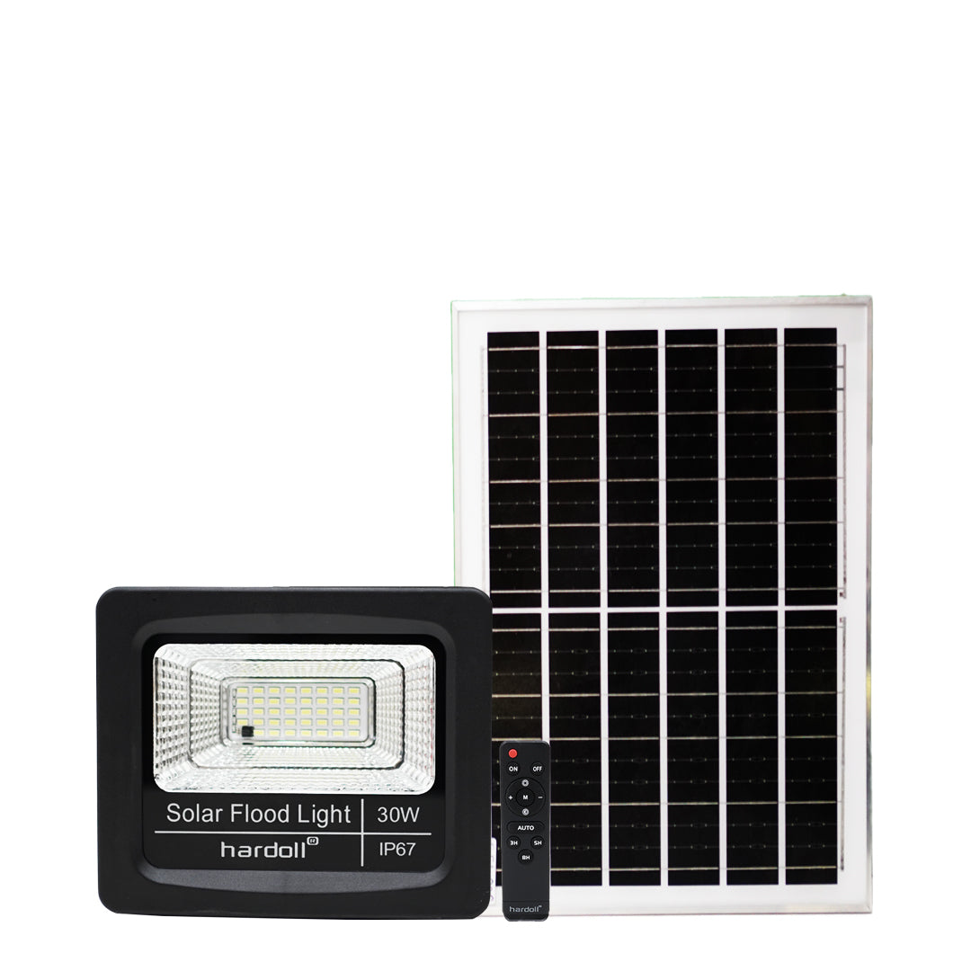 Hardoll Solar Flood Light 30W with Remote Control Cool White 5M Wire Length Replaceable Battery & Waterproof Solar Outdoor Home Garden Light(Pack of 1)