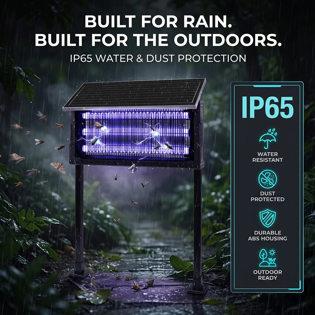 Hardoll Solar Mosquito Killer Light Outdoor IP65 Waterproof | UV Solar Insect Killer Lamp with 15W Mono Solar Panel | Bug Zapper for Garden, Farm, Patio, Lawn & Outdoor | 8-10H Backup(Medium)