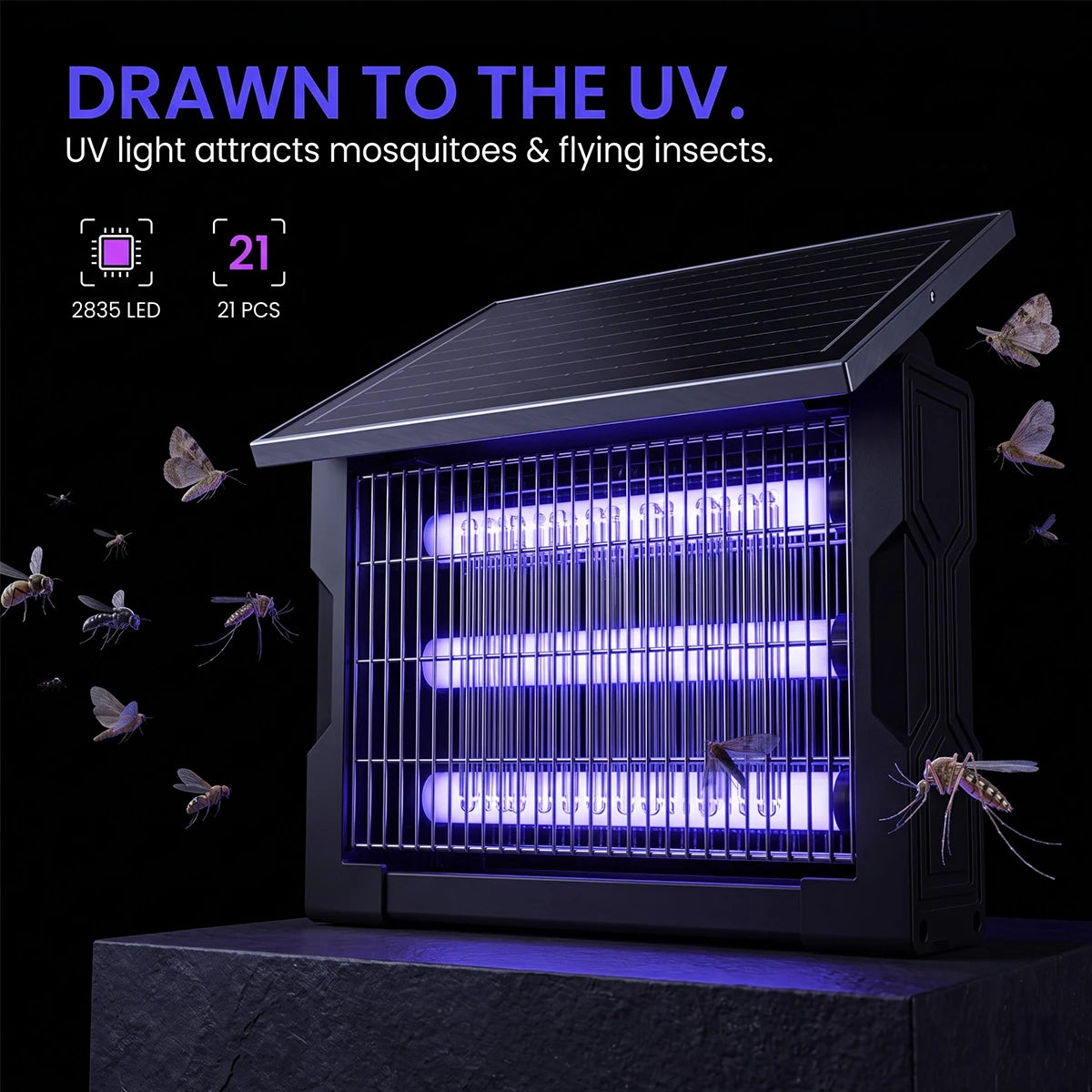 the solar mosquito killer light in action