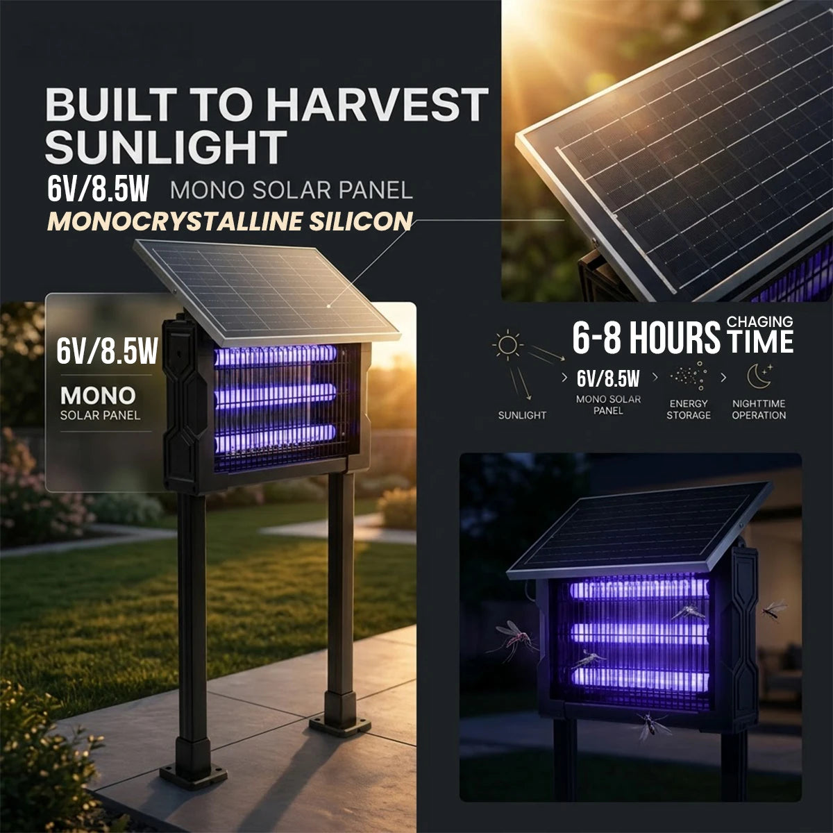 solar bug killer light working hours