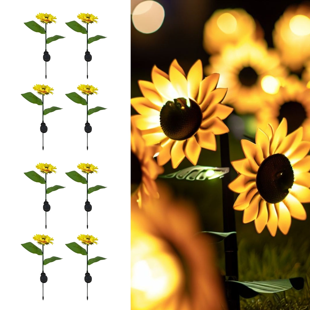 Hardoll Solar Lights Outdoor 20 LED Sunflower Lamp for Home Garden Waterproof Decoration (Warm White- Pack of 1)