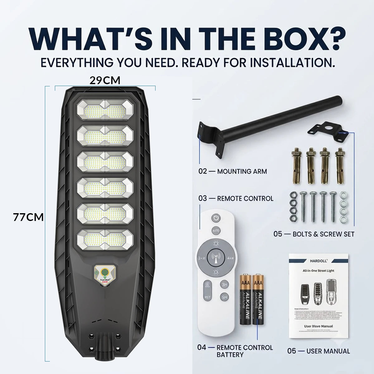 Hardoll 600W All-in-One Solar Street Light – ABS, Energy-Saving Waterproof LED | Best Solar Light for Home & Garden India
