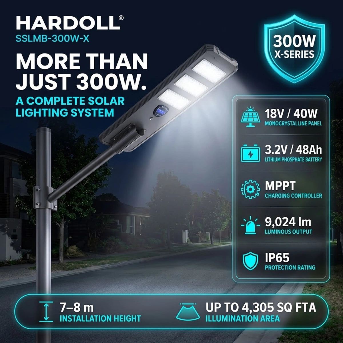 300W X-series solar street light from Hardoll