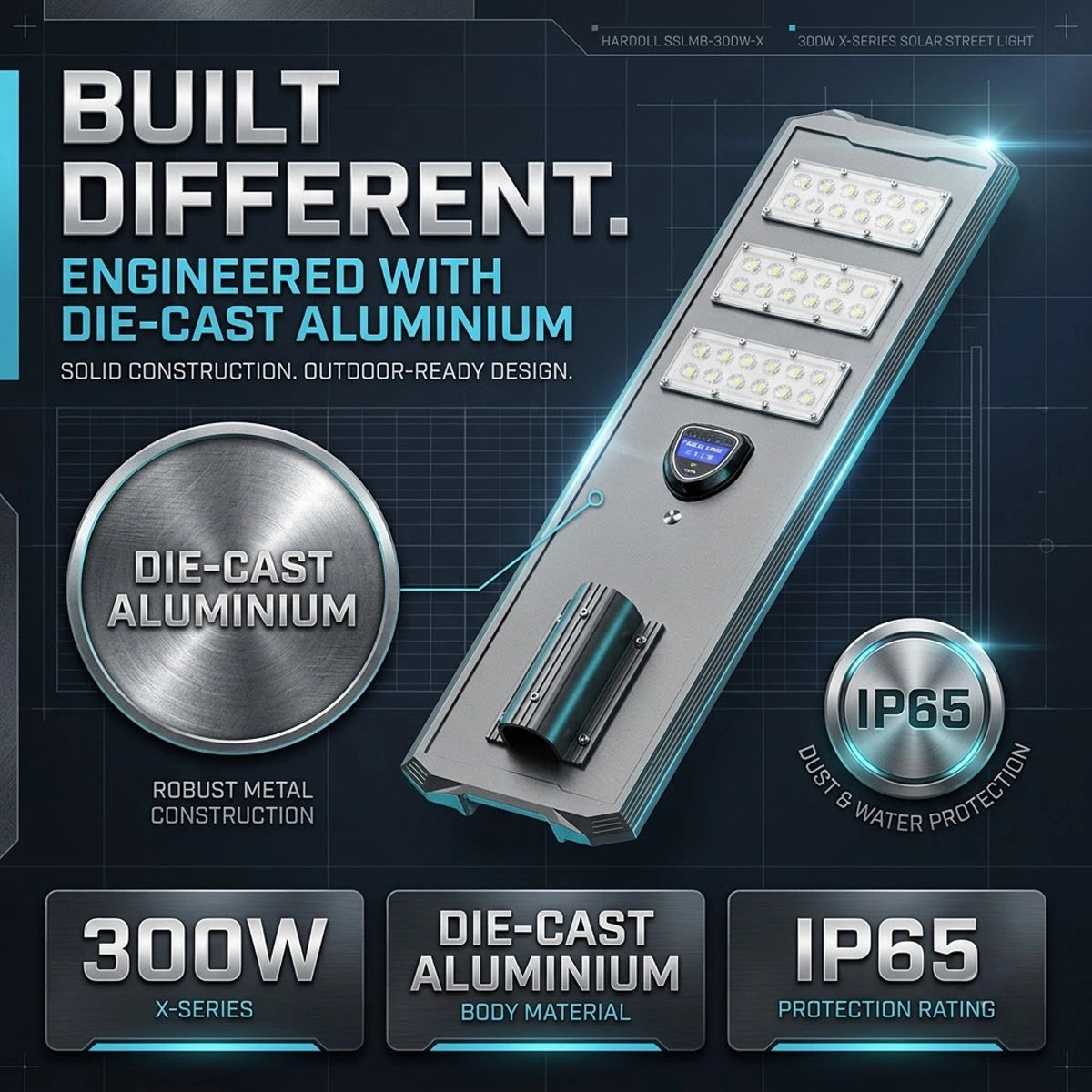 die cast aluminium - 300W x-series solar street light