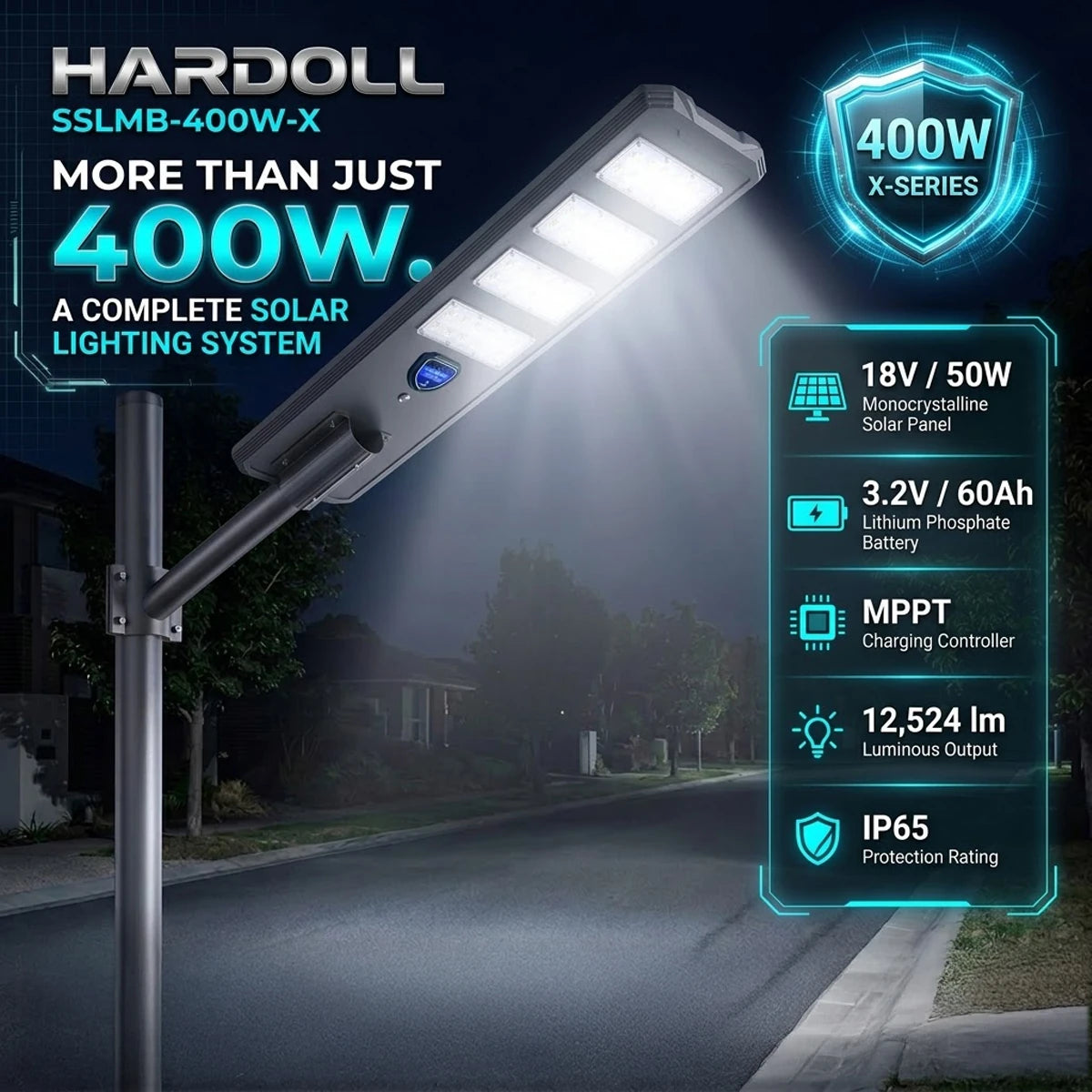 MMPT charging controller in 400W solar street light
