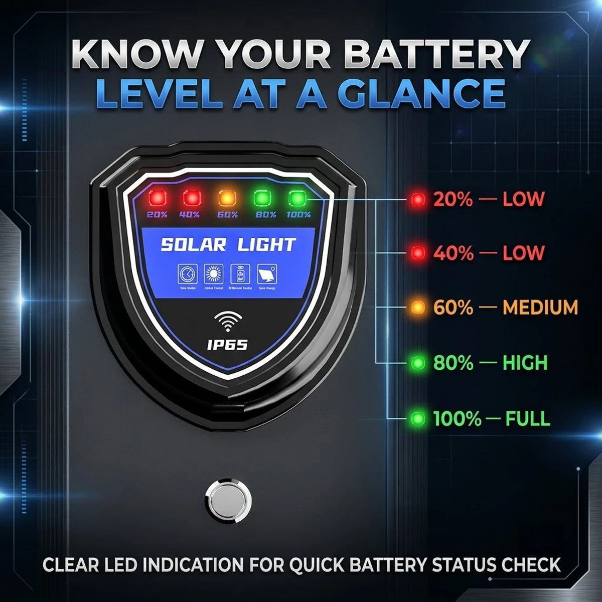 know your battery level in solar street light