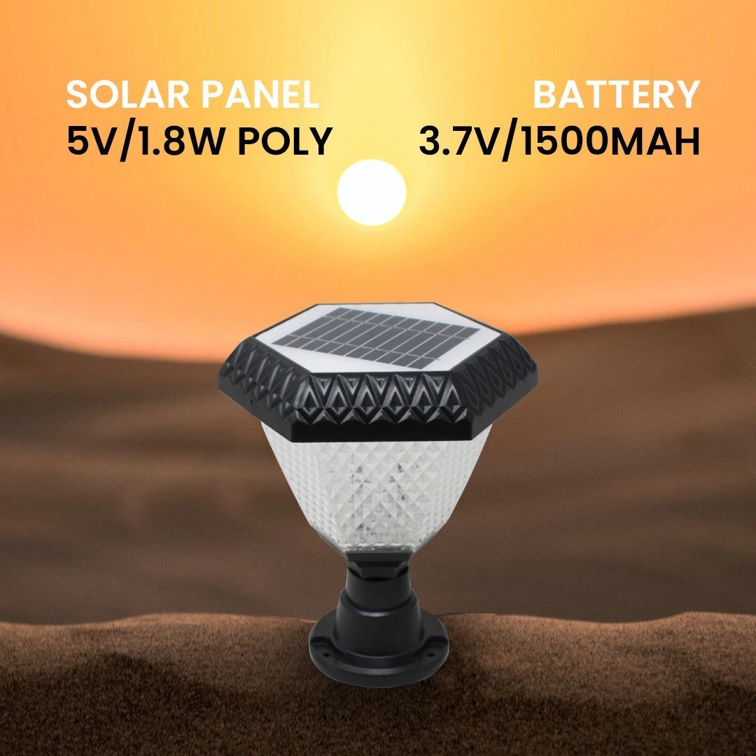Hardoll Solar Lights for Home Outdoor Garden 33 LED Waterproof Pillar Wall Gate Post lamp (Hexagon shaped- Warm white RGB)