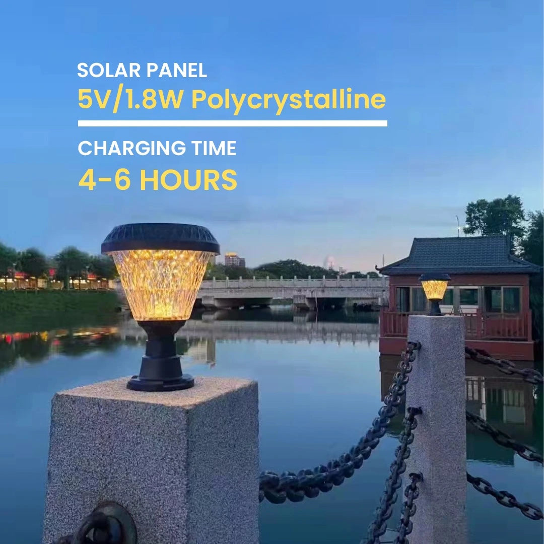 Hardoll  Solar Pillar light outdoor for Home Garden 33 LED Waterproof Gate Lamp 10W (Round)