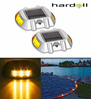 Hardoll Solar Road Stud Light 6 LED Lamp Waterproof Pathway Lights for Outdoor for Garden (Yellow Flashing-Refurbished)