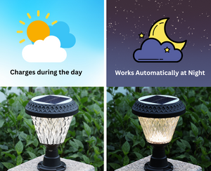 Hardoll 10W Solar Lights for Home Outdoor Garden 33 LED Waterproof Gate Lamp (Round)