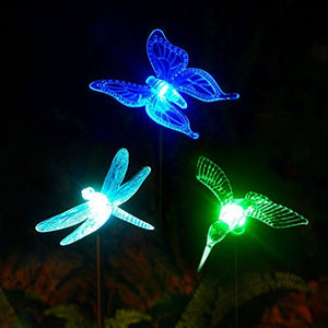 Hardoll Solar Lights For Home Garden Outdoor Stake Bird Lamp (Pack of 3, RGB)