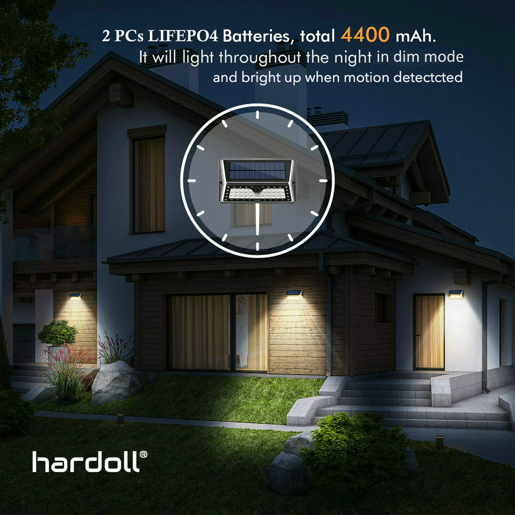 Hardoll Solar Lights for Garden 62 LED Outdoor Motion Sensor Lamp for Home Waterproof with Cool & Warm White