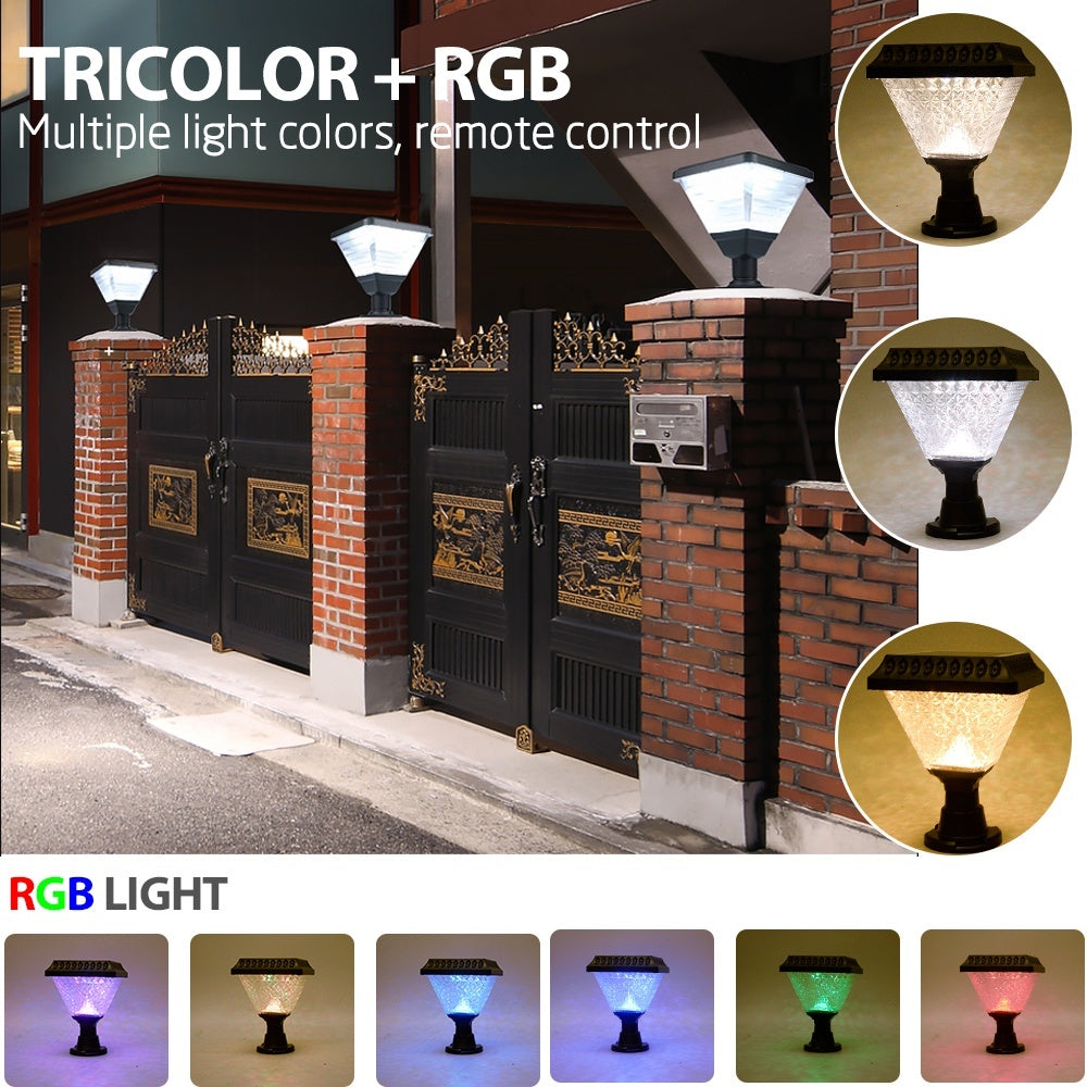 Hardoll Solar Lights for Home Outdoor Garden 33 LED Waterproof Pillar Wall Gate Post Lamp (Pack of 1-Warm White and RGB)(Refurbished)