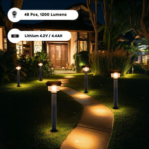 Hardoll Solar Lights for Home Garden Outdoor 48LED Waterproof Pillar Wall Gate Post Lamp with Pole(Cool&Warm White, Aluminium+PC)