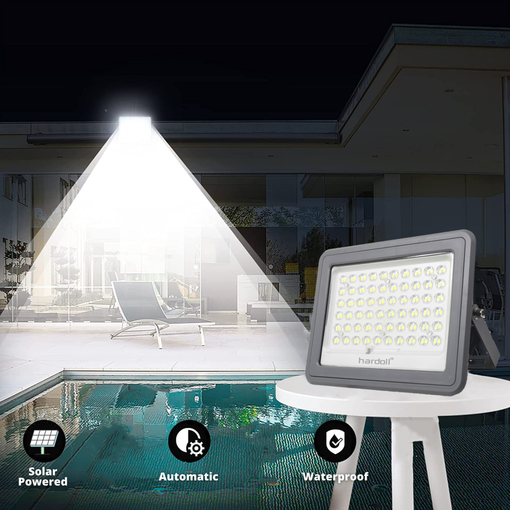 Hardoll 100W Solar Flood Light LED Outdoor for Lamp for Home Garden Waterproof(Cool White) Refurbished