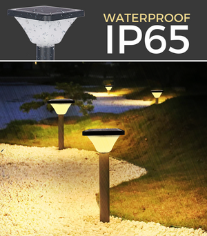 Hardoll 15W Solar Pillar Lights for Outdoor Home Garden Waterproof Wall Gate Post Lamp with Pole(Square Shape-Pack of 1)