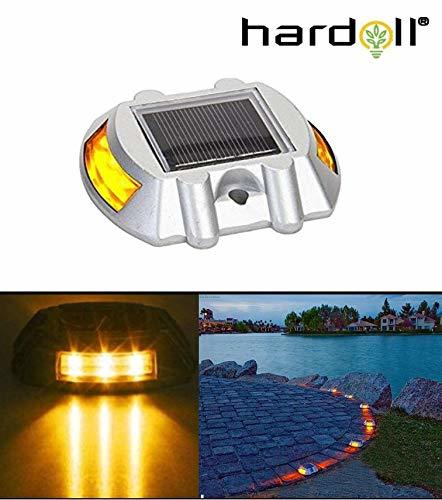 Hardoll Solar Road Stud Light 6 LED Lamp Waterproof Pathway Lights for Outdoor for Garden (Yellow Flashing-Refurbished)
