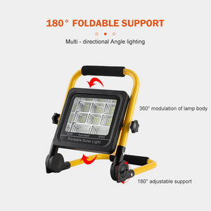 Hardoll 50W Solar Portable LED Work Light Waterproof Outdoor Camping Emergency Car Job Site Lighting