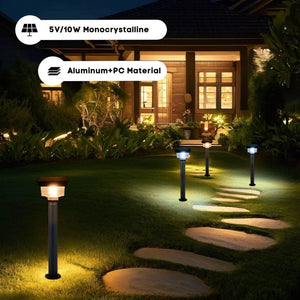 Hardoll Solar Lights for Home Garden Outdoor 48LED Waterproof Pillar Wall Gate Post Lamp with Pole(Cool&Warm White, Aluminium+PC)