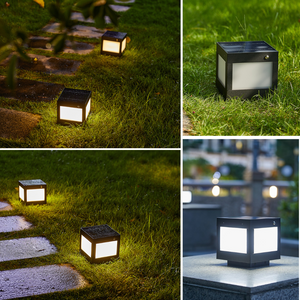 Hardoll Solar Lights for Home Outdoor Garden Cube Shaped 104 LED Waterproof Pillar Wall Gate Post Lamp (Pack of 1-Warm White & White, Aluminum+PMMA) ( Refurbished)