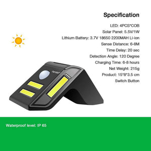 Hardoll Solar Lights For Home Garden COB LED Motion Sensor Outdoor Lamp(Black) (Refurbished)
