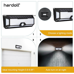 Hardoll Solar Wall Lights for Garden 136 LED Outdoor Motion Sensor Lamp for Home Waterproof (Refurbished)