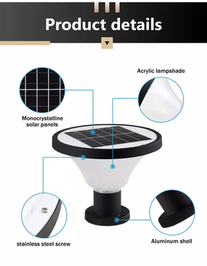 Hardoll Solar Pillar Lights for Outdoor Home Garden Waterproof Wall Gate Post Lamp (Round Shape)