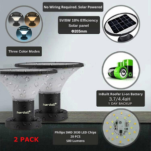 HARDOLL SOLAR LIGHTS FOR OUTDOOR HOME GARDEN WATER PROOF PILLAR WALL GATE POST LAMP(MULTIPLE COLOR MODES)(Refurbished)