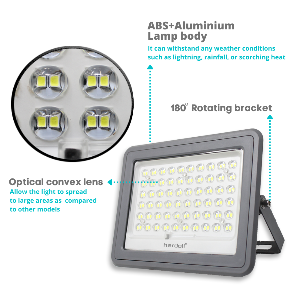 Hardoll 100W Solar Flood Light LED Outdoor for Lamp for Home Garden Waterproof(Cool White) Refurbished