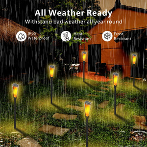 Hardoll Solar 12 LED Flickering Mashaal Flame Light Self Locking Key Switch Garden Outdoor Pathway Light Waterproof Lamp (Pack of 1)