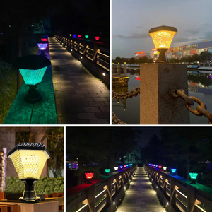 Hardoll Solar Lights for Home Outdoor Garden 33 LED Waterproof Pillar Wall Gate Post lamp (Hexagon shaped- Warm white RGB)