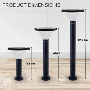 Hardoll 15W Solar Pillar Lights for Outdoor Home Garden Waterproof Wall Gate Post Lamp with Pole(Round Shape-Pack of 1)
