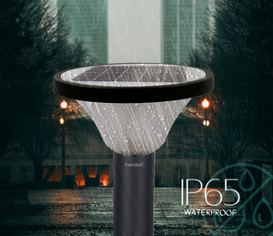 Hardoll 15W Solar Pillar Lights for Outdoor Home Garden Waterproof Wall Gate Post Lamp with Pole(Round Shape-Pack of 1)