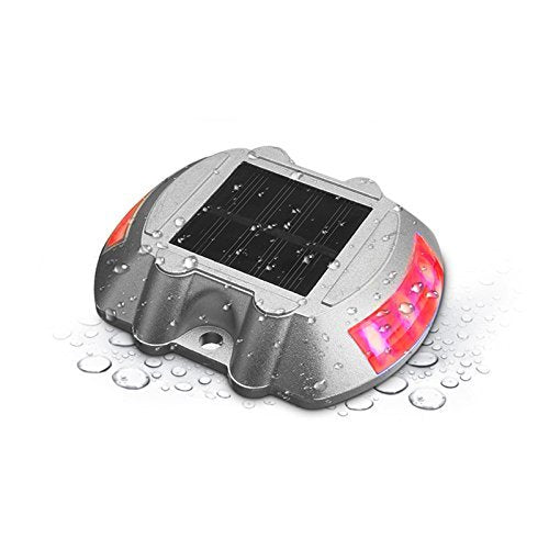 Hardoll Solar Road Stud Light 6 LED Lamp Waterproof Step Pathway Lights for Driveway and Outdoor(RED Flashing)