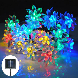 Hardoll® 30 LED-20ft Multi Color Lotus Shape Solar Decorative Waterproof String Lights for Garden, Home, Outdoor