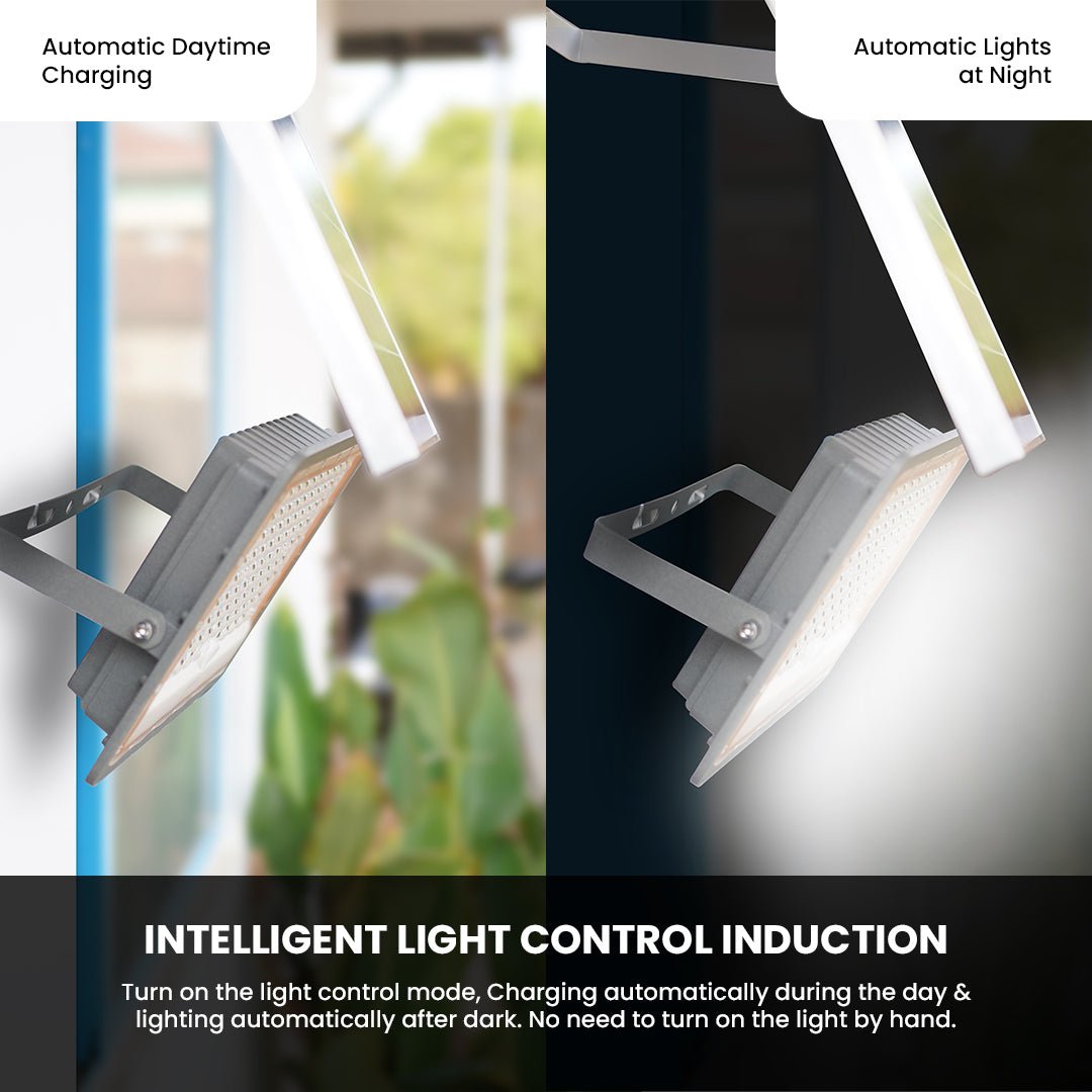 Hardoll 100W Solar Flood Light LED Outdoor for Lamp for Home Garden Waterproof(Aluminum +PC,Cool White-Pack of 1) - Hardoll