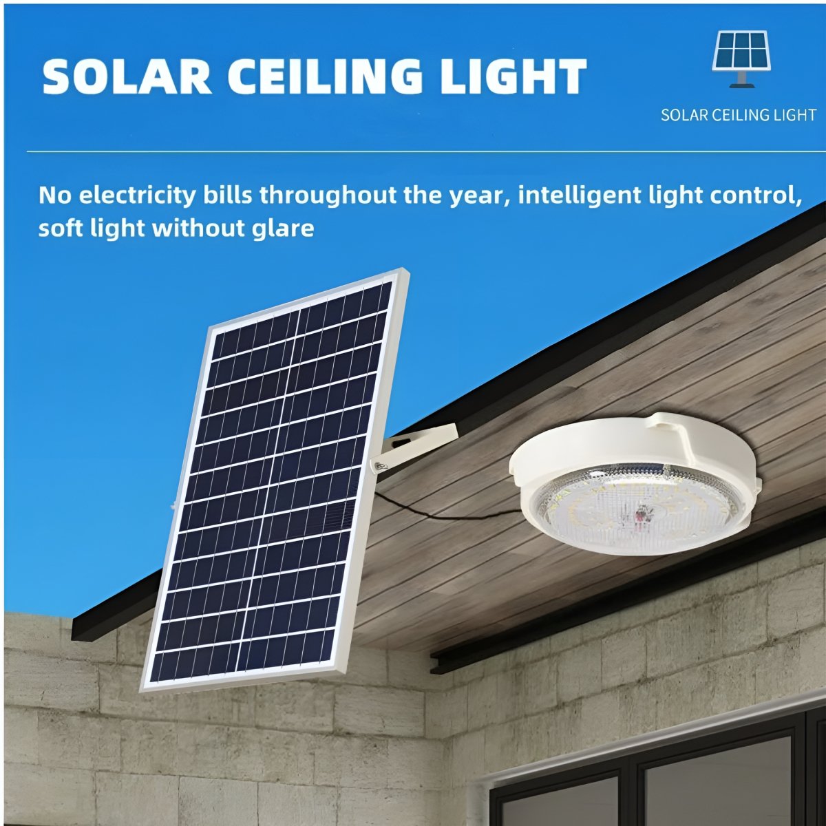 Hardoll 100W Solar Light Outdoor LED Waterproof Garden Indoor Ceiling Lamp (Refurbished) - Hardoll