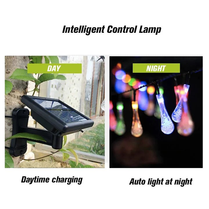Hardoll® 30 LED 20ft Multi color Waterdrop Solar Waterproof Lights for Garden, Home, Outdoor PACK OF 1 (Refurbished) - Hardoll
