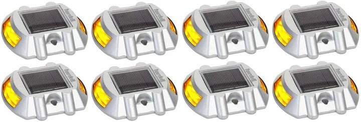 Hardoll Solar Dock Light for Home 6 LED Lamp Waterproof Step Pathway Lights for Driveway and Outdoor for Garden (Yellow Flashing) - Hardoll