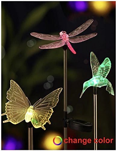 Hardoll Solar Lights For Home Garden Outdoor Stake Bird Lamp (Pack of 3, RGB) Refurbished - Hardoll