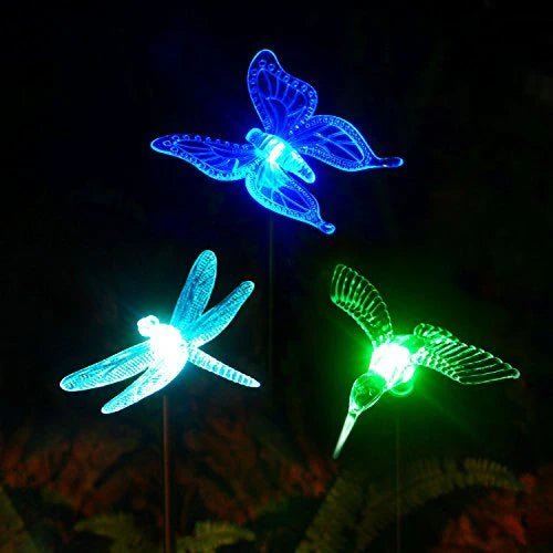 Hardoll Solar Lights For Home Garden Outdoor Stake Bird Lamp (Pack of 3, RGB) Refurbished - Hardoll