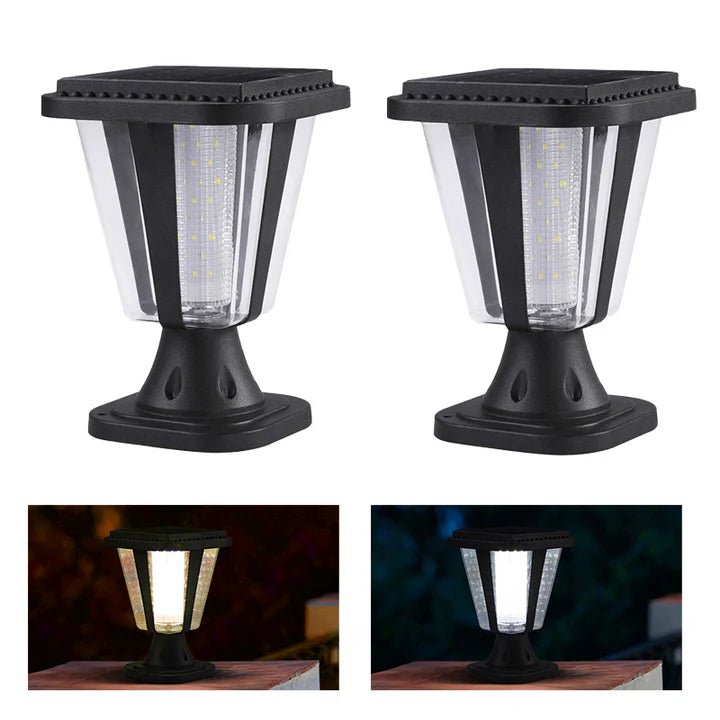 Hardoll Solar Lights for Home Outdoor Garden 198 LED Waterproof Pillar Wall Gate Post Lamp (Pack of 1 - Warm White and Cool White, Aluminum+PC)(Refurbished) - Hardoll