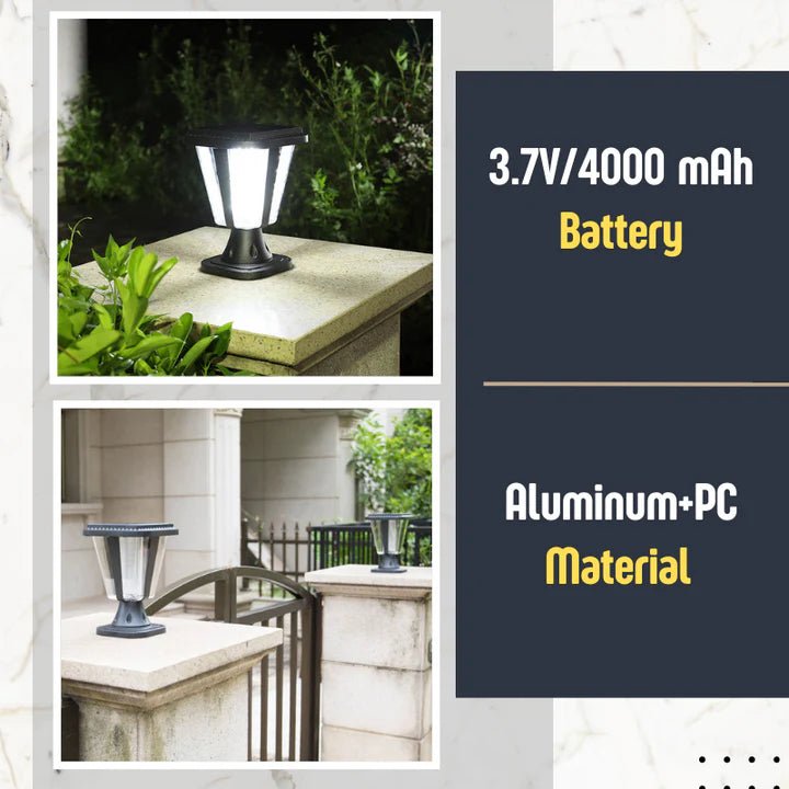 Hardoll Solar Lights for Home Outdoor Garden 198 LED Waterproof Pillar Wall Gate Post Lamp (Pack of 1 - Warm White and Cool White, Aluminum+PC)(Refurbished) - Hardoll