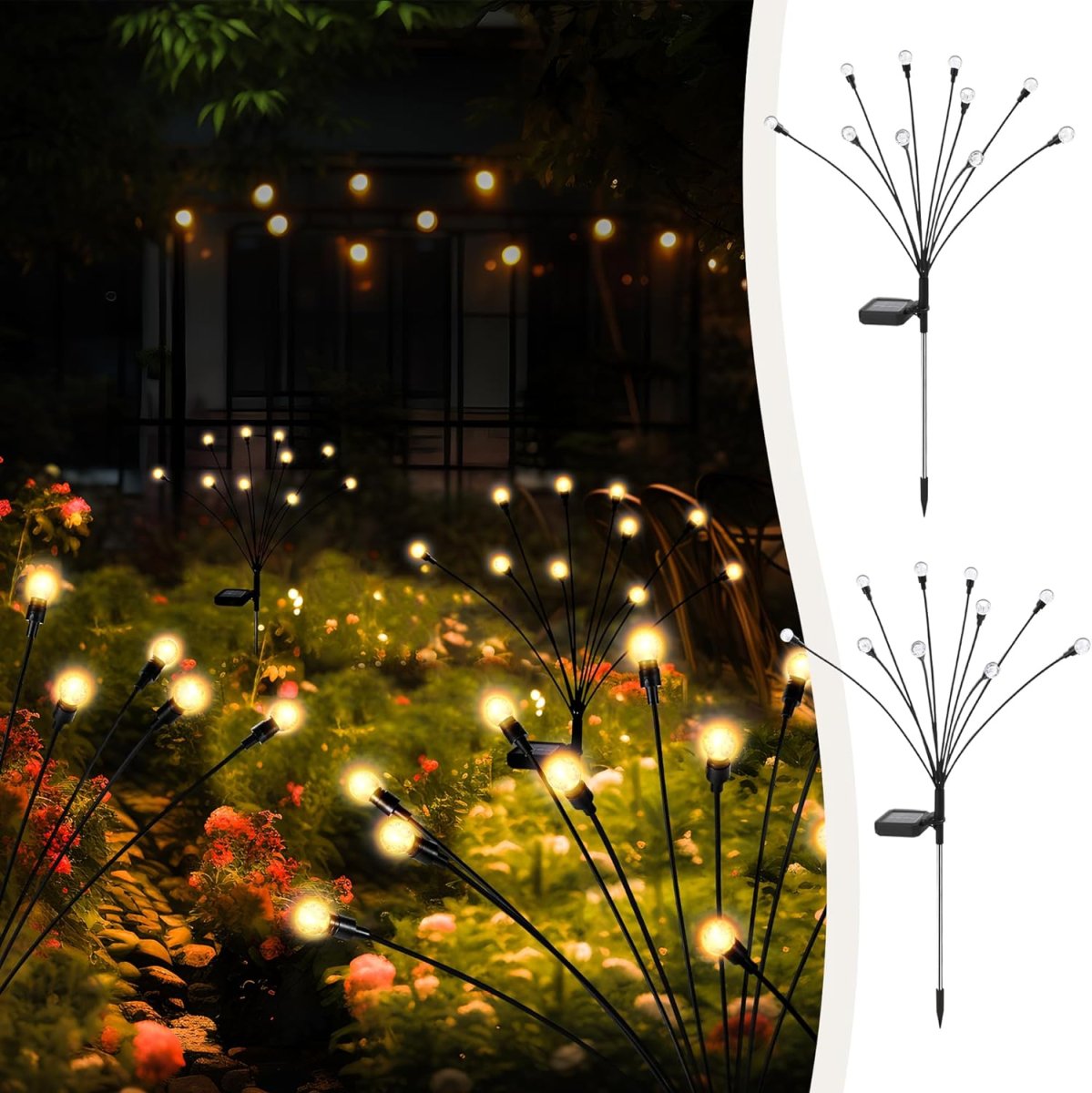 Hardoll Solar Lights Outdoor 6 LED Crystal Lamp for Home Garden Waterproof Decoration (Warm White-Pack of 1) (Refurbished) - Hardoll