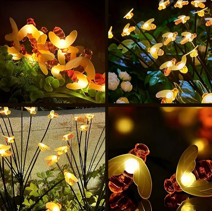 Hardoll Solar Lights Outdoor 6 LED Honey Bee Lamp for Home Garden Waterproof Decoration (Warm White - Pack of 1)(Refurbished) - Hardoll